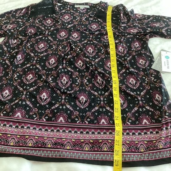 NEW Daniel Rainn Black Purplish/Brown Moody Floral Print Tunic Top 1X Stitch Fix - Picture 9 of 11
